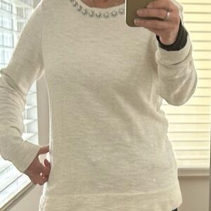 J. Crew long sleeve beige embellished top S